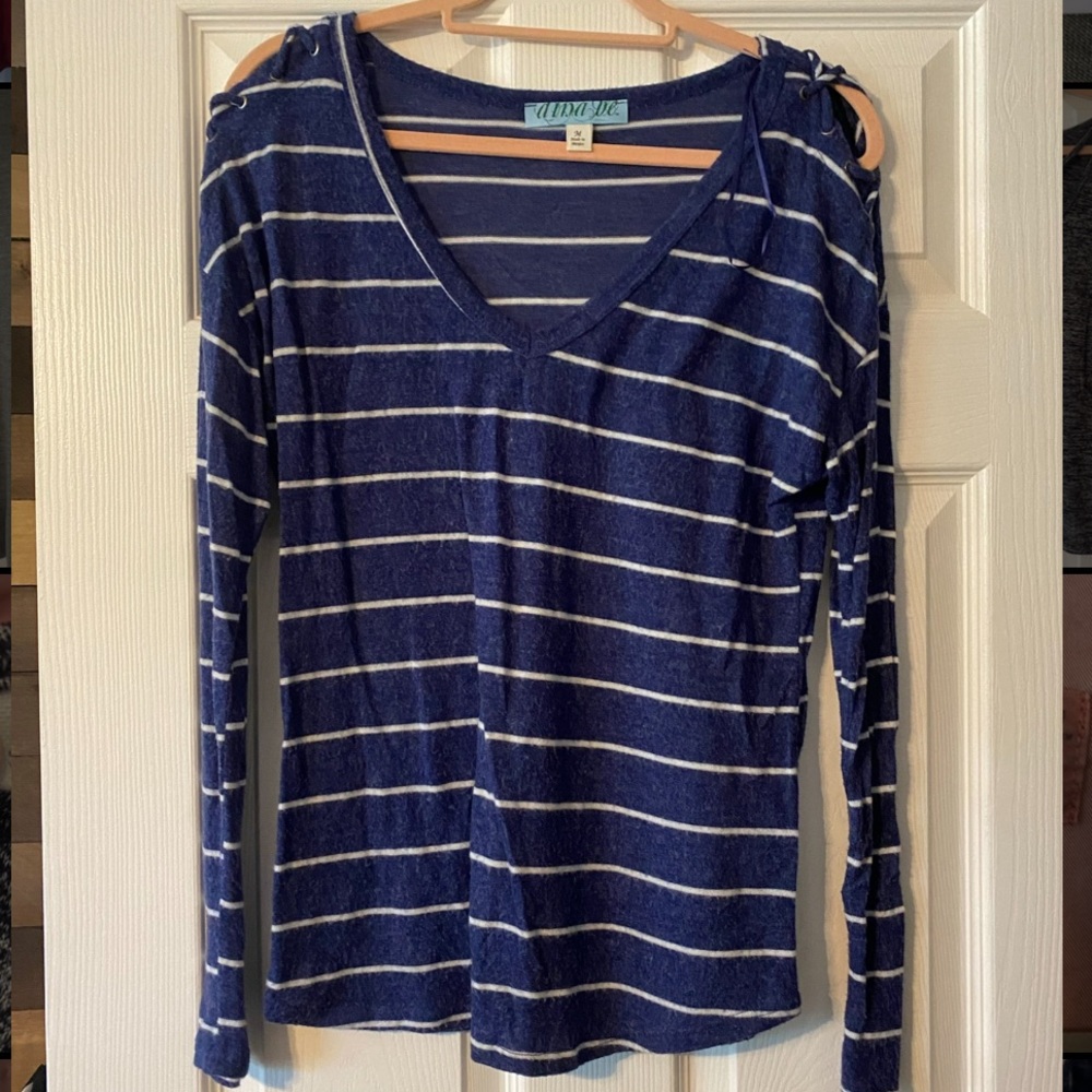 Aina Be Blue Striped Sweater